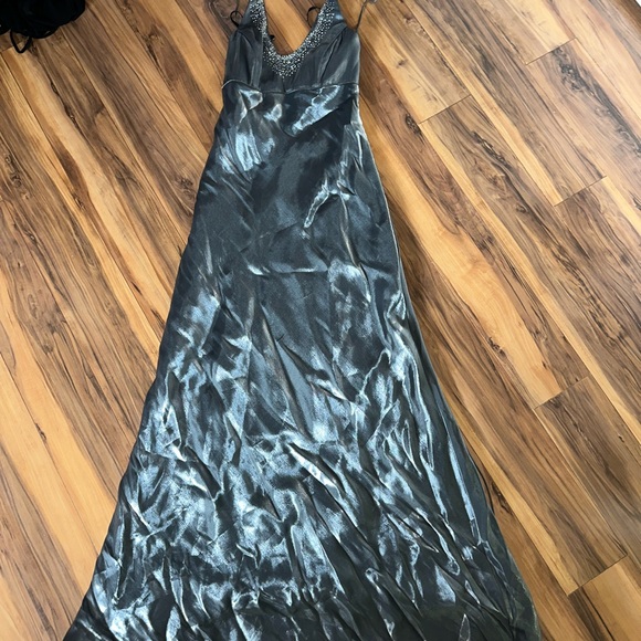 Blondie Nites Shimmering Silver Maxi Dress - Picture 1 of 5